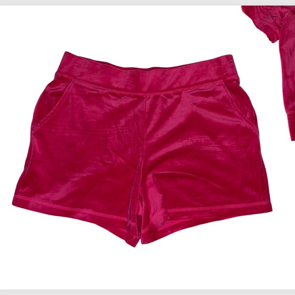 JUICY COUTURE OG BLING RHINESTONE VELOUR VIXEN PINK SHORT-SLEEVE & SHORT SET NWT - Picture 9 of 16